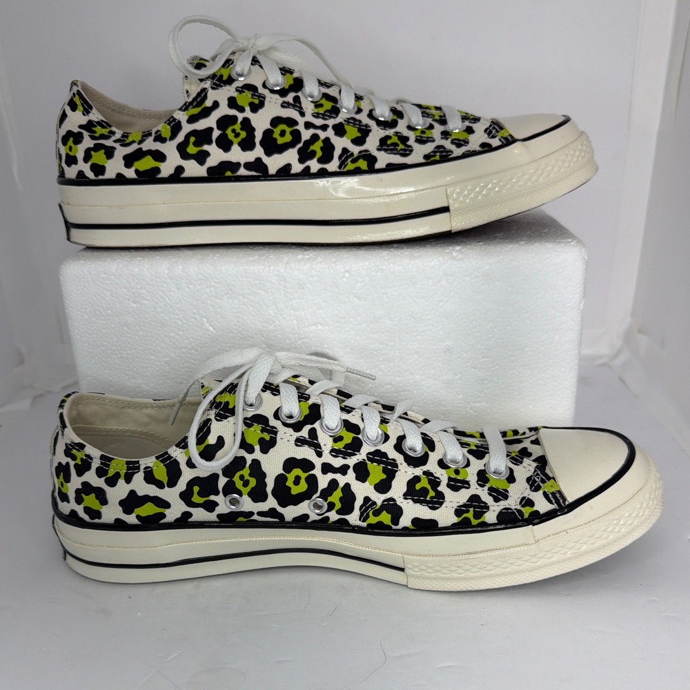 Converse Chuck 70 Ox Leopard Print Lime Green White Sneakers 167812C Mens 10
